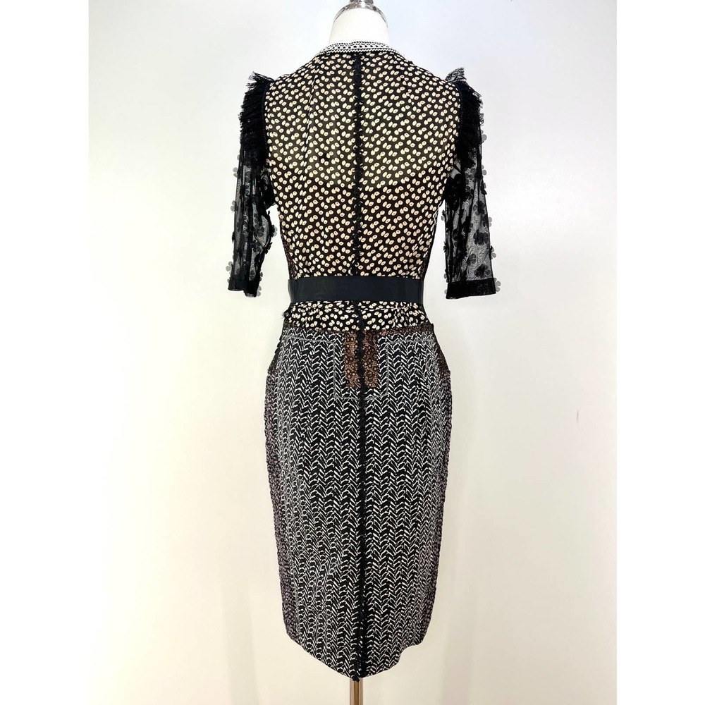 Anthropologie Beguile by Byron Lars Allusione Dress Black Lace Insert Sheath 4P - Picture 12 of 13